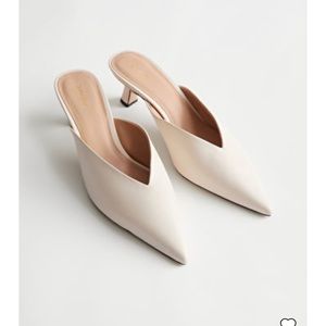 & other stories leather mule heels in cream